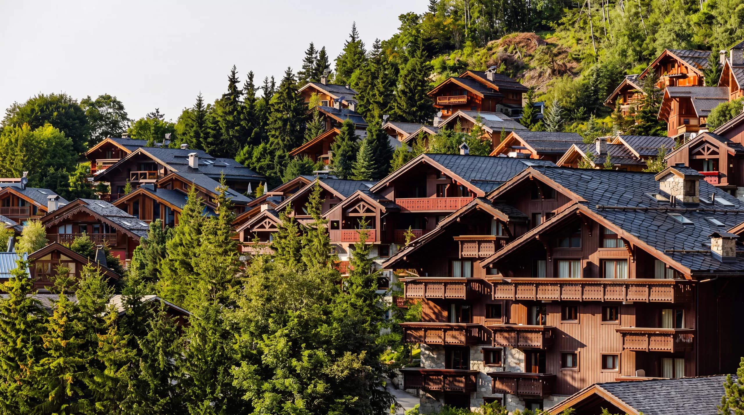 Chalets authentiques du quartier Méribel-Village en hiver