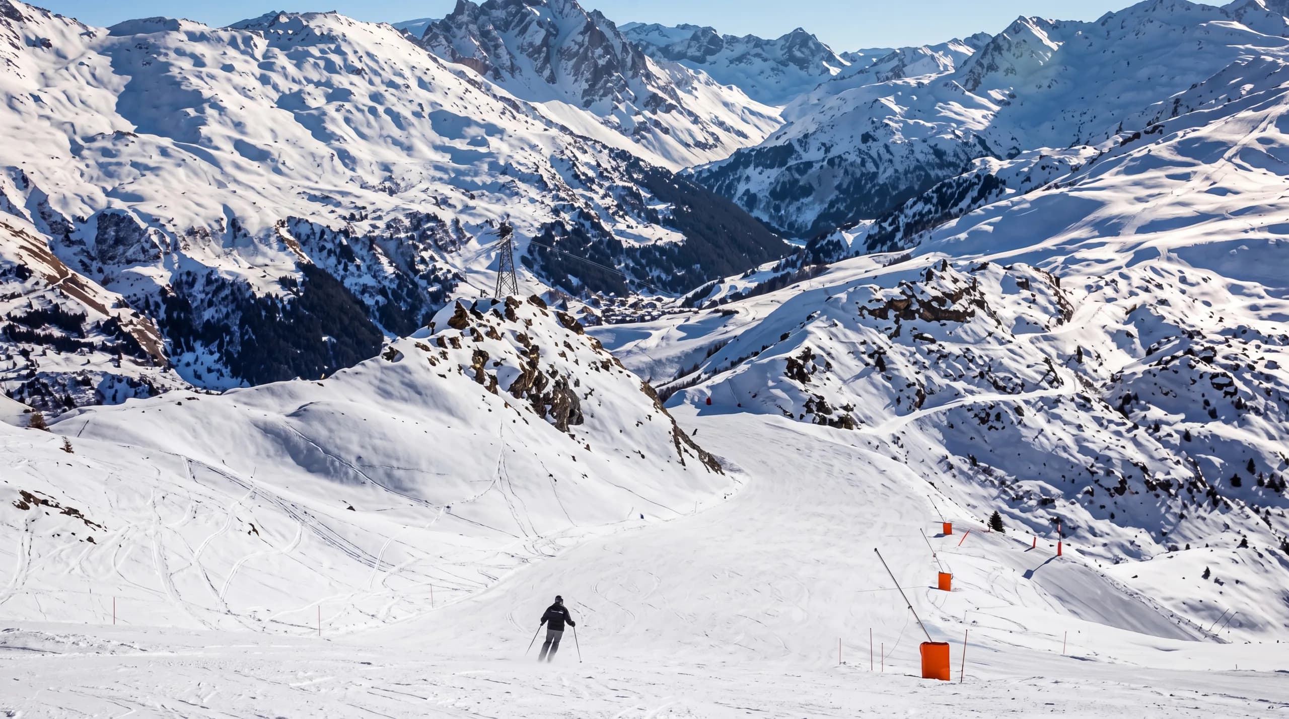 Pistes du secteur Roc de Fer vues depuis le plateau de Méribel