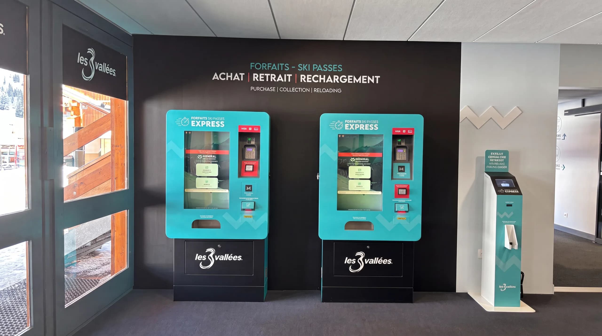 Automates de vente de forfaits à Méribel-Mottaret